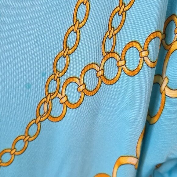 MARYAN MEHLHORN | Beach Dress Blue Gold Chains Sz 12 - Picture 6 of 6